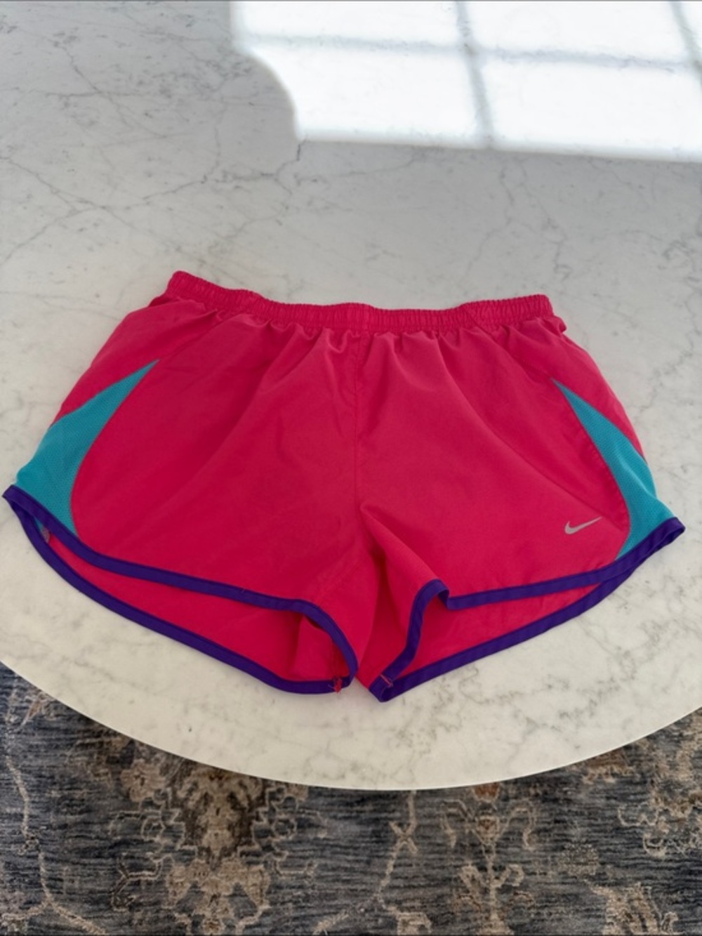 Nike Tempo Running Shorts Pink Teal Purple Women’s Medium Lined Dri-FIT